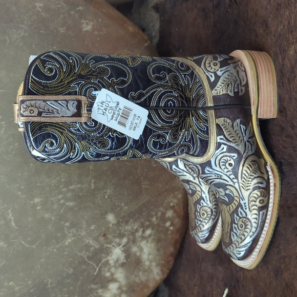 TIN HAUL "Golden Horns" cowgirl western boots square toe "what the fox" sole 7.5 - Picture 5 of 16